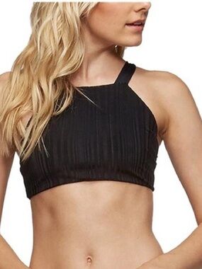 Tavik Womens Liberty Slinky Ribbed Halter Swim Top Black.
Size XS